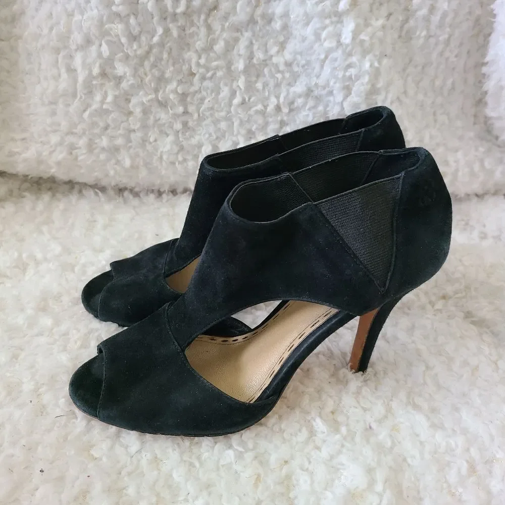 Coach Marselle‎ Black Suede Heeled Sandals sz 6